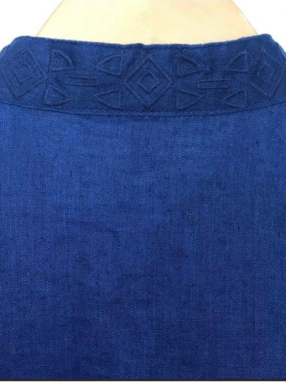 JM Collection Navy Embellished Linen Tunic - Picture 9 of 10